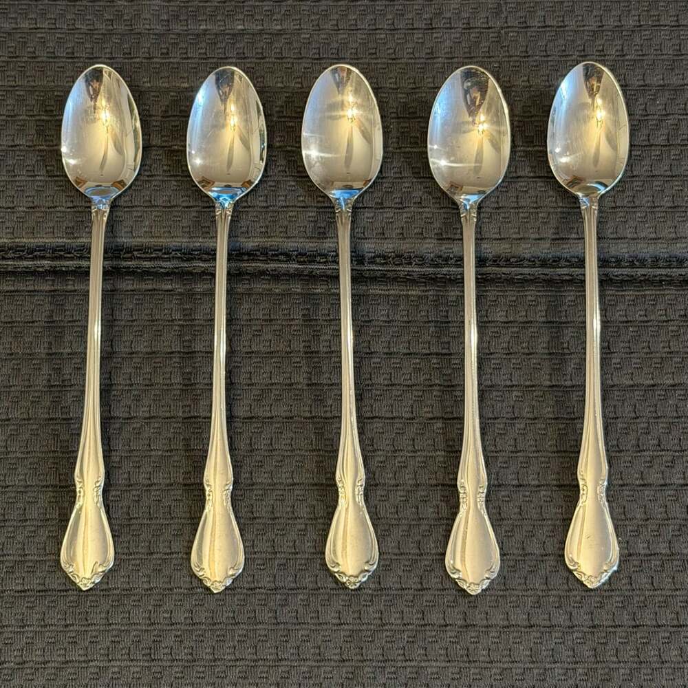 Oneida Chateau Iced Tea Spoons Set of 5 Stainless Steel